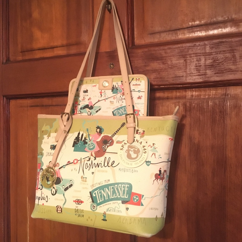 Spartina 449 Greetings Tennessee Map Tote Wallet
